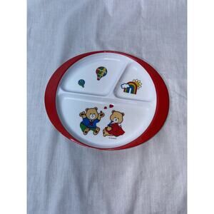Vintage Melamine PecoWare Child’s Divided Plate Teddy Bears Rainbow